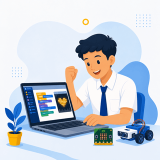 Ilustrasi belajar interaktif dengan simulator